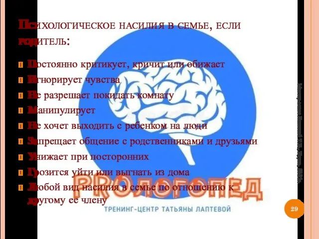 Психологическое насилия в семье, если родитель: Постоянно критикует, кричит или обижает