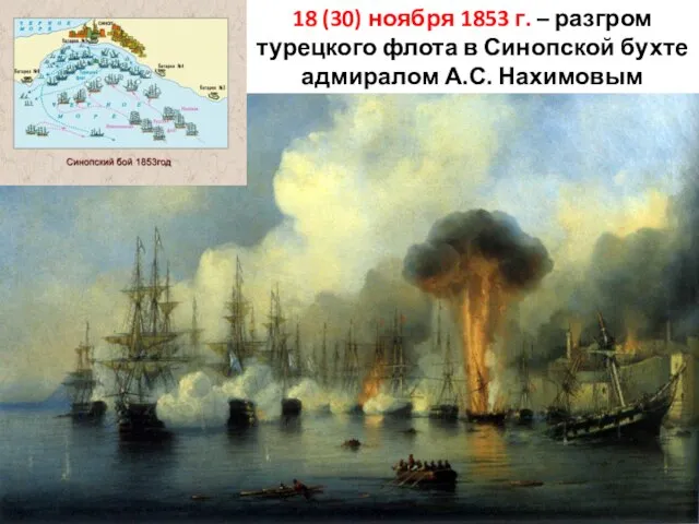 18 (30) ноября 1853 г. – разгром турецкого флота в Синопской бухте адмиралом А.С. Нахимовым