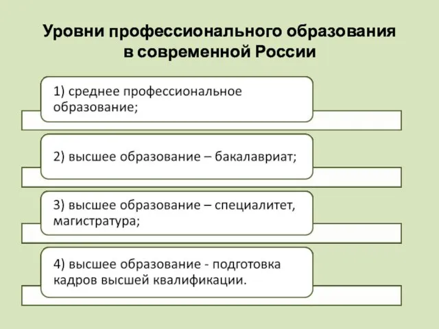 Уровни профессионального образования в современной России