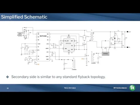 Simplified Schematic Secondary side is similar to any standard flyback topology.