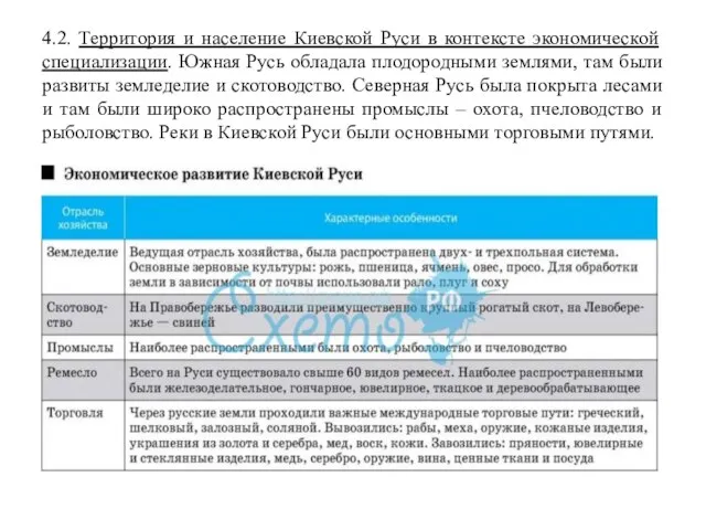 4.2. Территория и население Киевской Руси в контексте экономической специализации. Южная