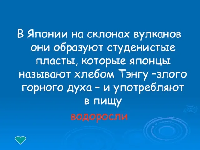 В Японии на склонах вулканов они образуют студенистые пласты, которые японцы