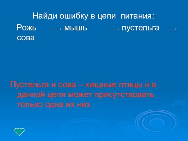 Найди ошибку в цепи питания: Рожь мышь пустельга сова Пустельга и