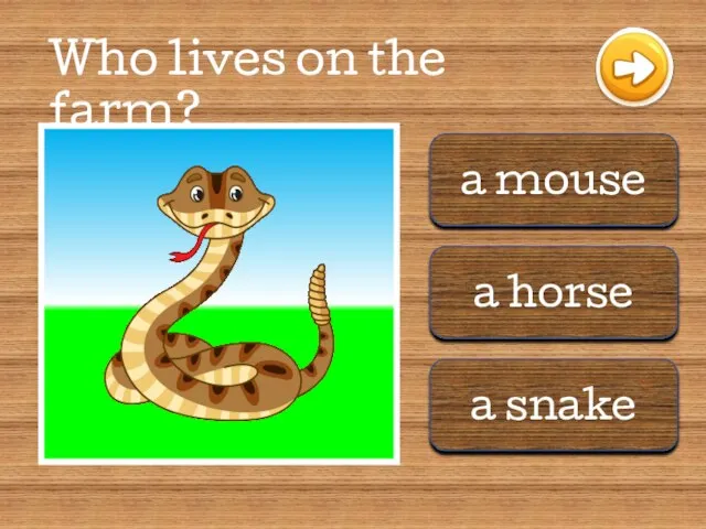 a mouse a horse a snake Who lives on the farm?