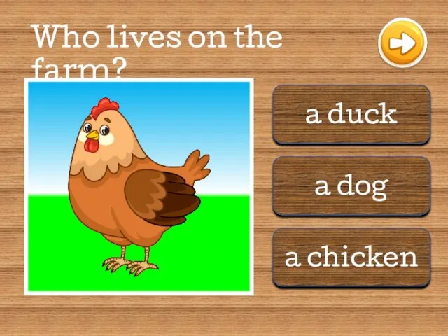 a duck a dog a chicken Who lives on the farm?