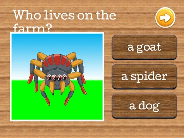 a goat a spider a dog Who lives on the farm?