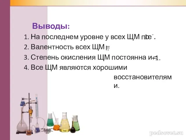 Выводы: 1. На последнем уровне у всех ЩМ по 2. Валентность