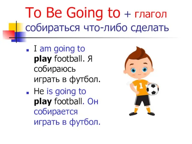 To Be Going to + глагол собираться что-либо сделать I am