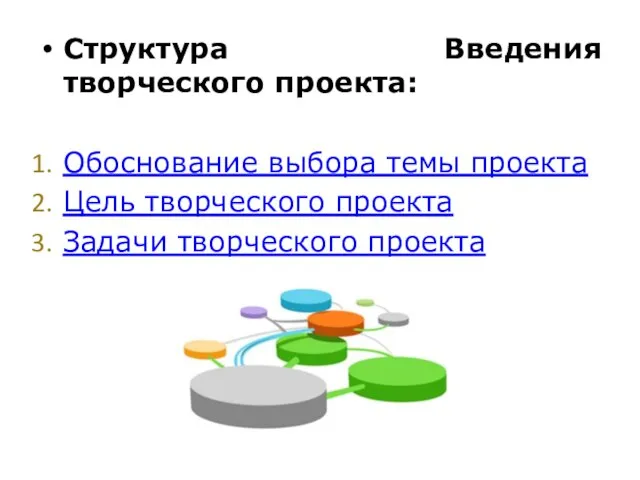 Структура Введения творческого проекта: Обоснование выбора темы проекта Цель творческого проекта Задачи творческого проекта