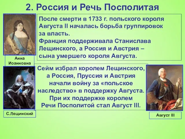 2. Россия и Речь Посполитая После смерти в 1733 г. польского