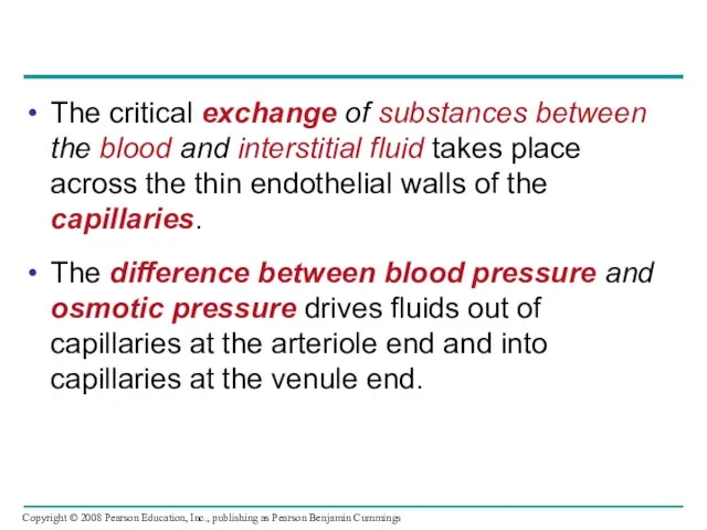 The critical exchange of substances between the blood and interstitial fluid