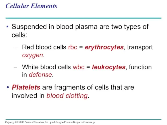 Cellular Elements Suspended in blood plasma are two types of cells: