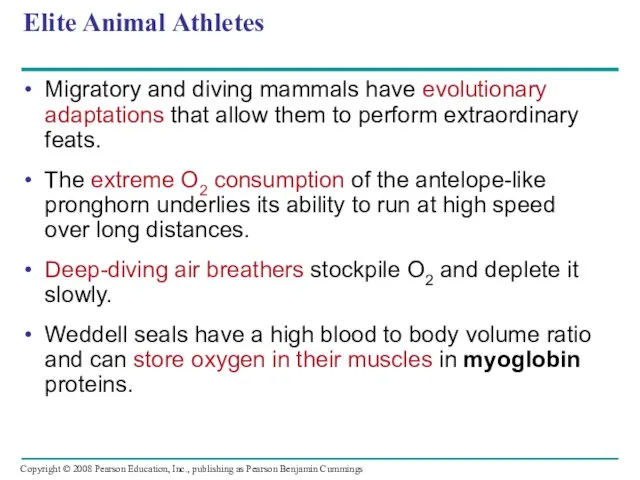 Elite Animal Athletes Migratory and diving mammals have evolutionary adaptations that