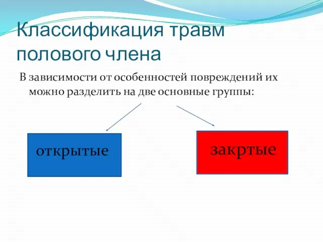 Классификация травм полового члена В зависимости от особенностей повреждений их можно