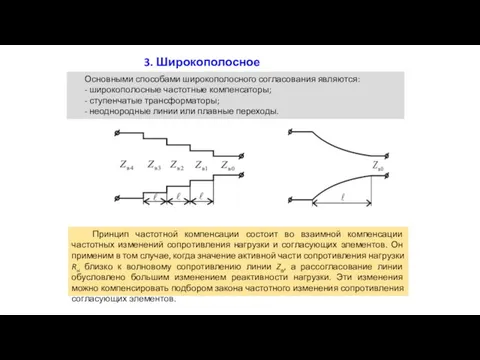 3. Широкополосное согласование Основными способами широкополосного согласования являются: - широкополосные частотные