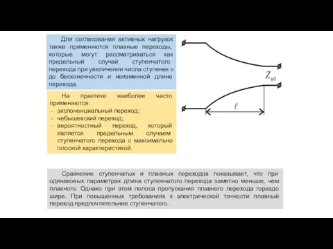 Для согласования активных нагрузок также применяются плавные переходы, которые могут рассматриваться