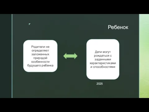 Ребенок Родители не определяют заложенных природой особенности будущего ребенка Дети могут