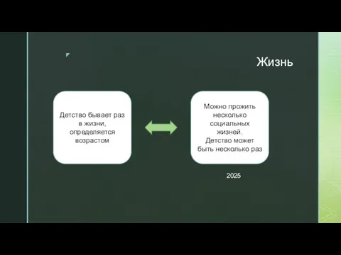 Жизнь Детство бывает раз в жизни, определяется возрастом Можно прожить несколько