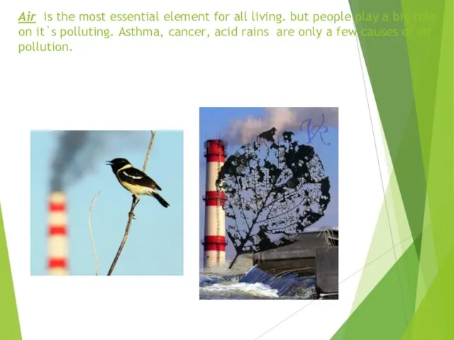 Air is the most essential element for all living. but people