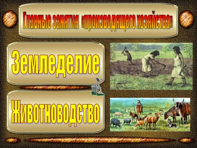 Главные занятия «производящего хозяйства» Земледелие Животноводство