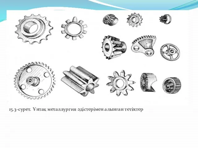 15.3-сурет. Ұнтақ металлургия əдістерімен алынған тетіктер