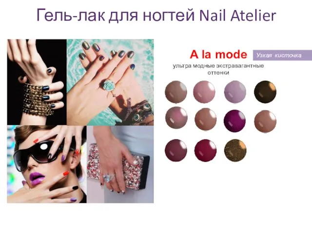 Гель-лак для ногтей Nail Atelier A la mode ультра модные экстравагантные оттенки Узкая кисточка