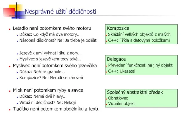 Nesprávné užití dědičnosti Letadlo není potomkem svého motoru Důkaz: Co když