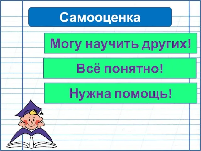 Самооценка Могу научить других! Всё понятно! Нужна помощь!