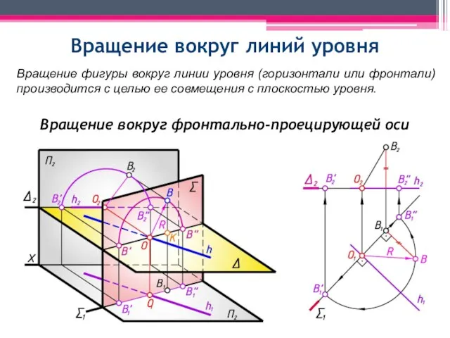 Вращение вокруг линий уровня Вращение фигуры вокруг линии уровня (горизонтали или