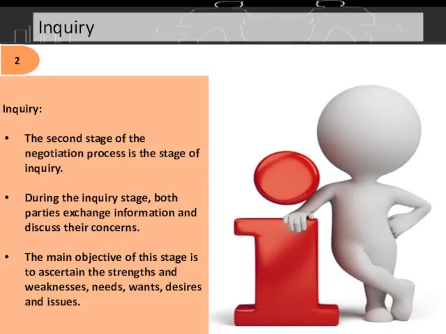 Inquiry: The second stage of the negotiation process is the stage