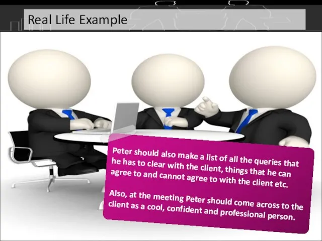 To negotiate well with the client, the first thing that Peter