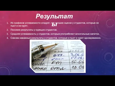 Из графиков успеваемости следует, что лучшие оценки у студентов, которые не