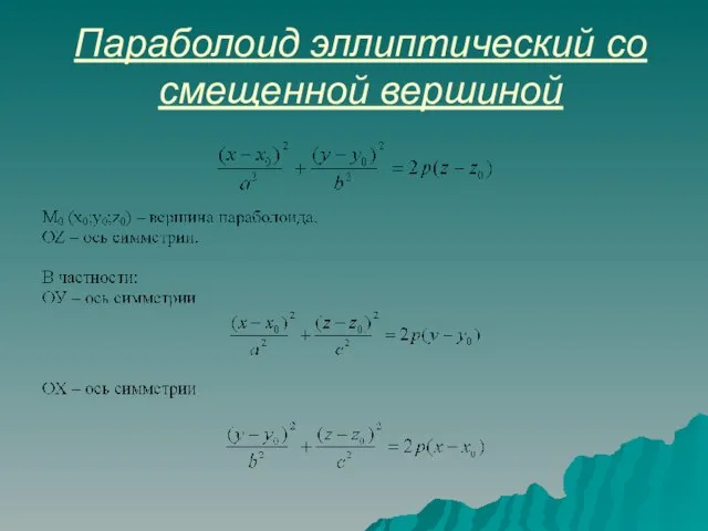 Параболоид эллиптический со смещенной вершиной