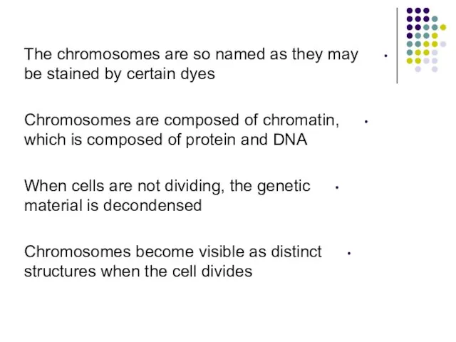 The chromosomes are so named as they may be stained by