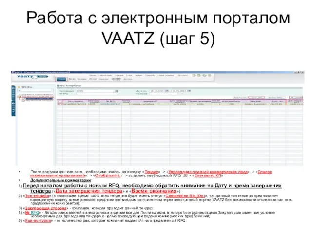 Работа с электронным порталом VAATZ (шаг 5) После загрузки данного окна,