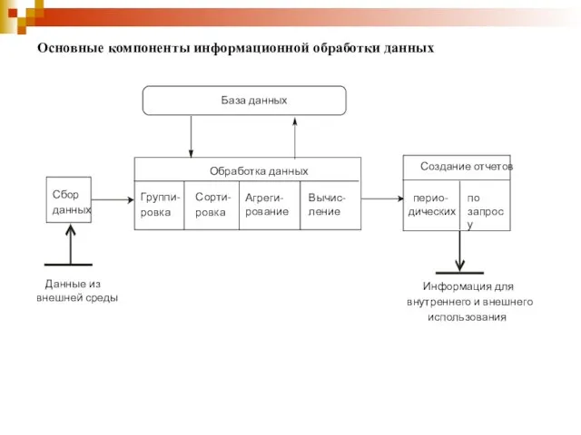 Основные компоненты информационной обработки данных