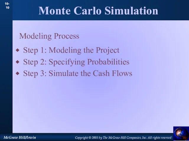 Monte Carlo Simulation Step 1: Modeling the Project Step 2: Specifying