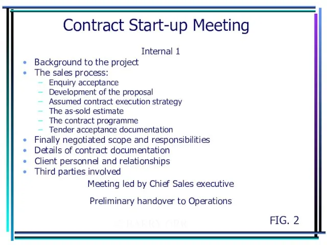 © BARRY ORR Contract Start-up Meeting Internal 1 Background to the