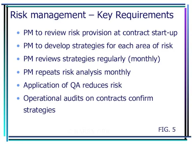 © BARRY ORR Risk management – Key Requirements PM to review