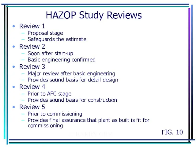 © BARRY ORR HAZOP Study Reviews Review 1 Proposal stage Safeguards