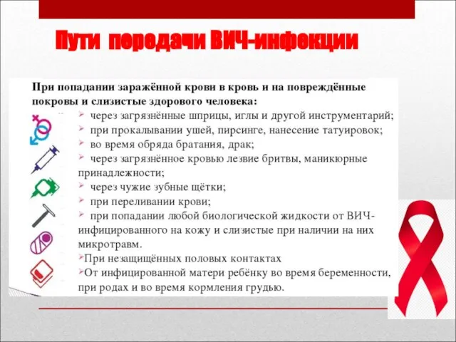 Пути передачи ВИЧ-инфекции