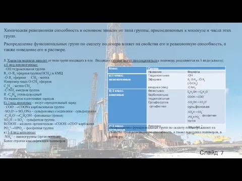 Слайд 7 3. Характер молекул зависит от типа групп входящих в
