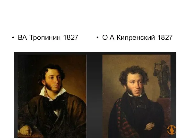 ВА Тропинин 1827 О А Кипренский 1827