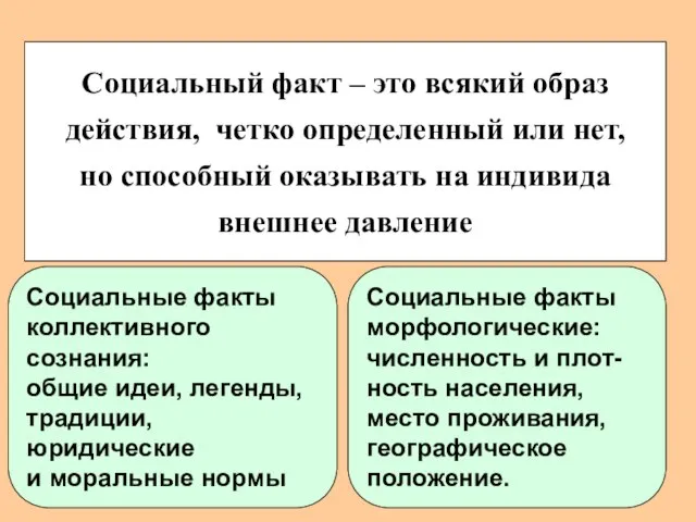 Социальный факт – это всякий образ действия, четко определенный или нет,