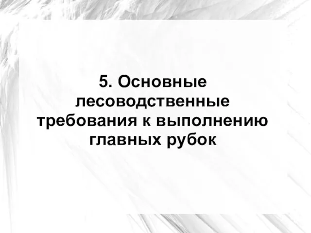 5. Основные лесоводственные требования к выполнению главных рубок