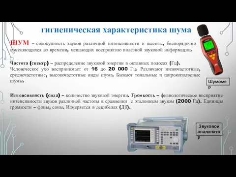 ШУМ – совокупность звуков различной интенсивности и высоты, беспорядочно изменяющихся во