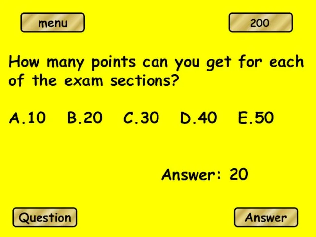 How many points can you get for each of the exam