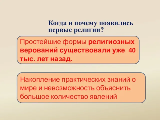 Когда и почему появились первые религии? Простейшие формы религиозных верований существовали