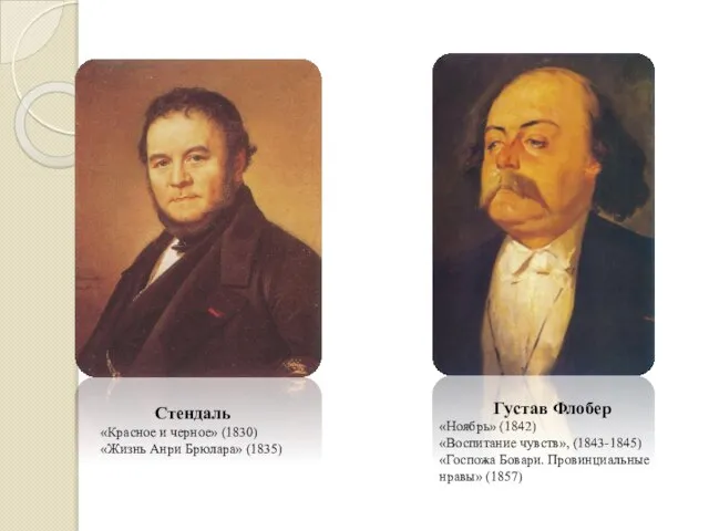 Стендаль «Красное и черное» (1830) «Жизнь Анри Брюлара» (1835) Густав Флобер