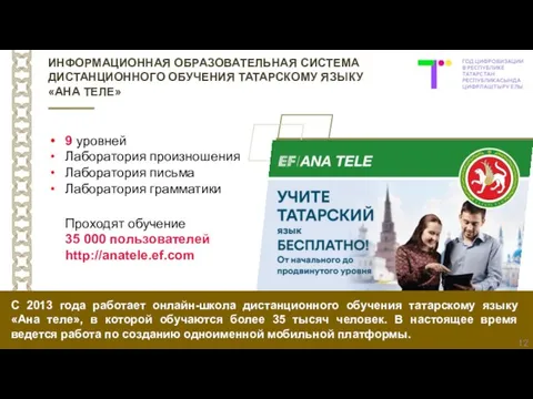 Проходят обучение 35 000 пользователей http://anatele.ef.com 9 уровней Лаборатория произношения Лаборатория